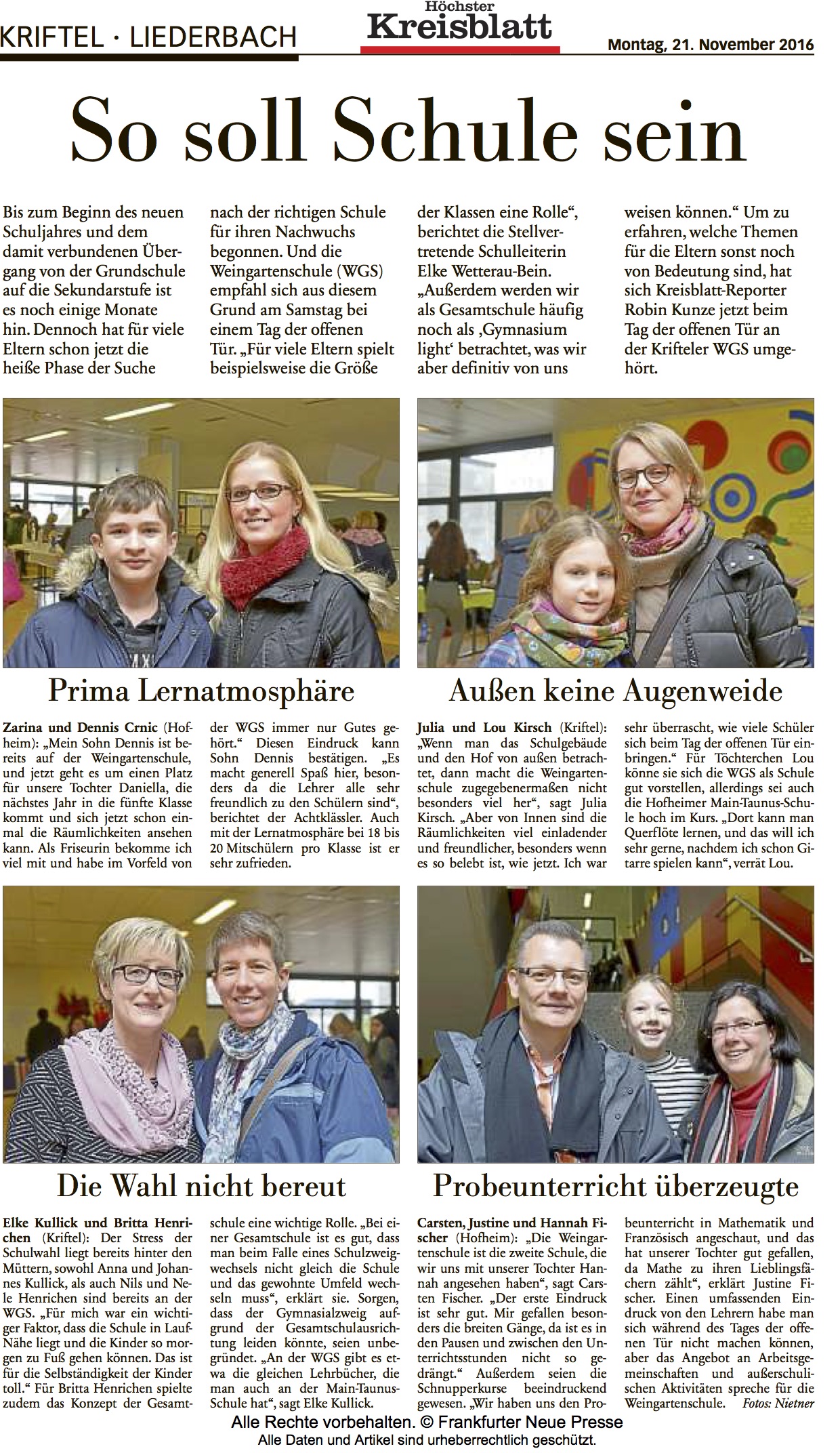 Zeitungsausschnitt: Tag der offenen Tür 2016